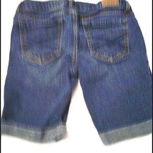 Aeropostale Medium Wash Low Rise Rolled Cuffs Bermuda Jean Shorts